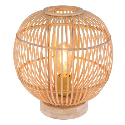 Drevená rustikálna stolová lampa hnedá, Terry, s vypínačom