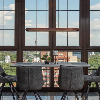 Drevené moderné visiace svietidlo hnedé, Timber, 28 W, LED 3000 K