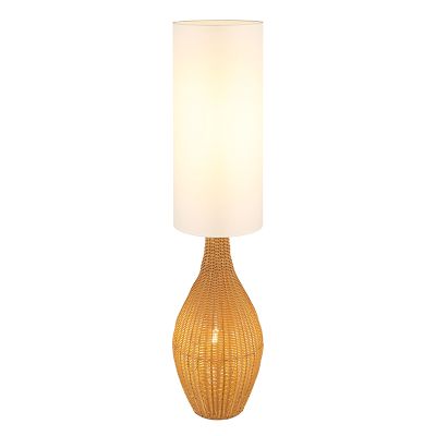Textílná rustikálna stojaca lampa biela, Nelleke, s vypínačom
