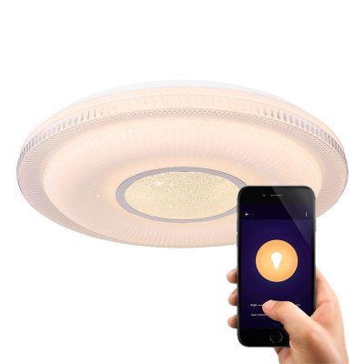 Kovové moderné smart stropné svietidlo biele, Aldin, 30 W, LED nastaviteľný od teplej po studenú bielu