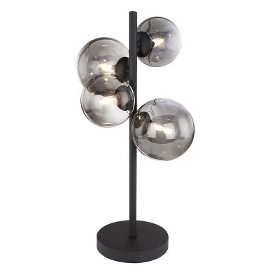 Sklenená dizajnová stolová lampa čierna, Melinda, s vypínačom