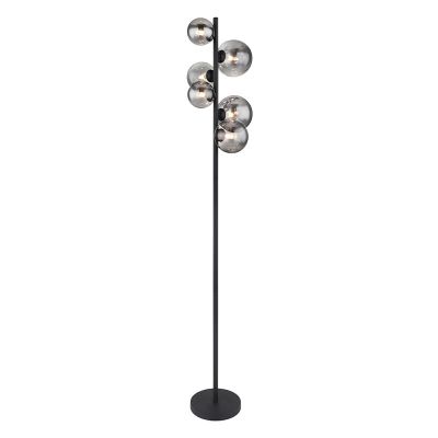Sklenená dizajnová stojaca lampa čierna, Melinda, s vypínačom