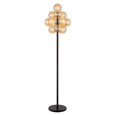Sklenená retro stojaca lampa jantárová, Ozan, s vypínačom