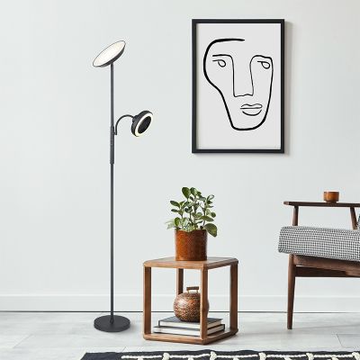 Kovová moderná stojaca lampa čierna, Raimond, 20 W, LED nastaviteľný od teplej po studenú bielu, s dotykovým stmievačom