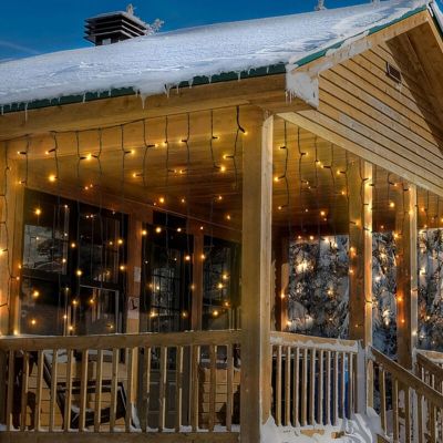 2-metrové cencúľové svetielka, výška 70 cm, teplá biela, IP44, s efektom snehu