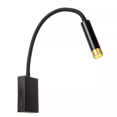 Čierne nástenné bodové svietidlo moderné, Alec, s vypínačom