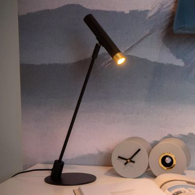 Čierna stolová lampa moderná, Alec, s vypínačom