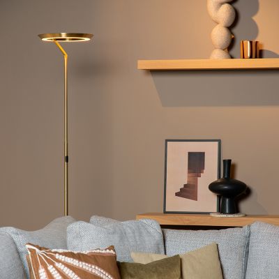 Mosadzná stojaca lampa moderná, Celeste, 21 W, LED 2700 K, s dotykovým stmievačom