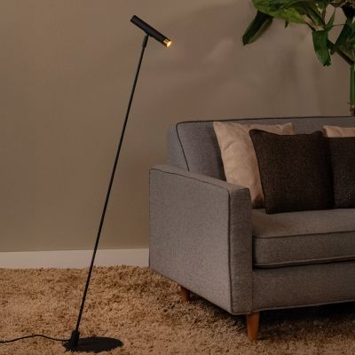 Čierna stojaca lampa moderná, Alec, s vypínačom