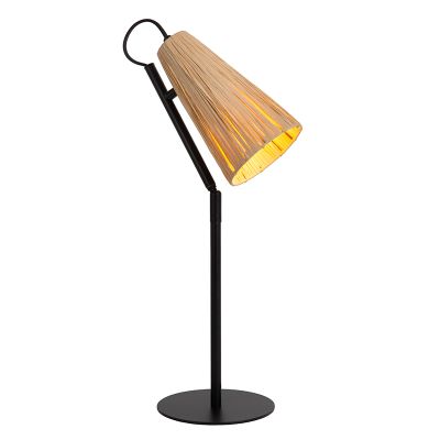 Ratanová stolová lampa hnedá, Bensen, s vypínačom