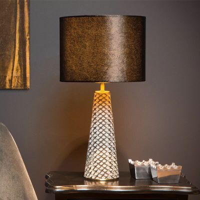 Čierna stolová lampa retro, Extravaganza Velvet, s vypínačom