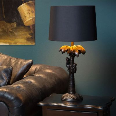 Čierna stolová lampa retro, Extravaganza Coconut, s vypínačom