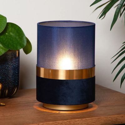 Modrá stolová lampa retro, Tusse, s vypínačom