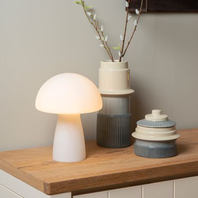 Biela stolová lampa moderná, Fungo, s vypínačom