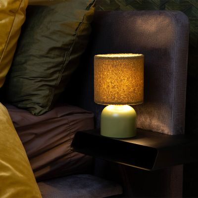 Zelená stolová lampa vintage, Woolly, s vypínačom