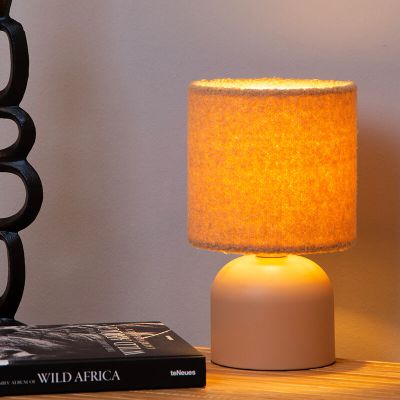 Žltá stolová lampa vintage, Woolly, s vypínačom