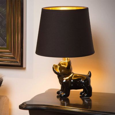 Čierna stolová lampa retro, Extravaganza Sir Winston, s vypínačom