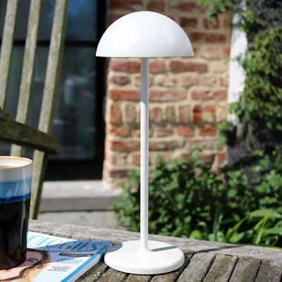 Biele vonkajšie svietidlo na stôl retro, Joy, 1,5 W, LED 3000 K, IP54, s dotykovým stmievačom