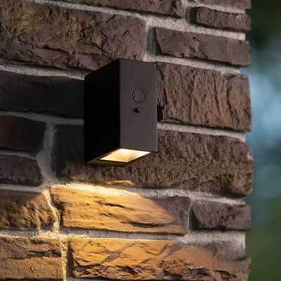 Čierne solárne vonkajšie nástenné svietidlo moderné, Bolton, 1 W, LED 3000 K, IP54