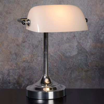 Biela bankárska lampa klasická, Banker, s vypínačom