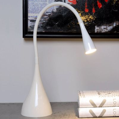 Biela lampa na písací stôl moderná, Zozy, 3 W, LED 3000 K, s dotykovým stmievačom