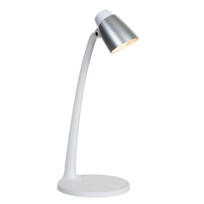 Biela lampa na písací stôl klasická, Ludo, 4,5 W, LED 3000 K, s vypínačom