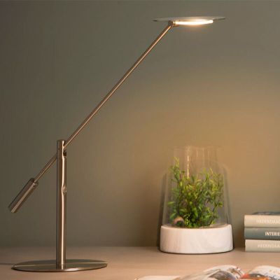 Chrómová lampa na písací stôl moderná, Anselmo, 9 W, LED 3000 K, s dotykovým stmievačom