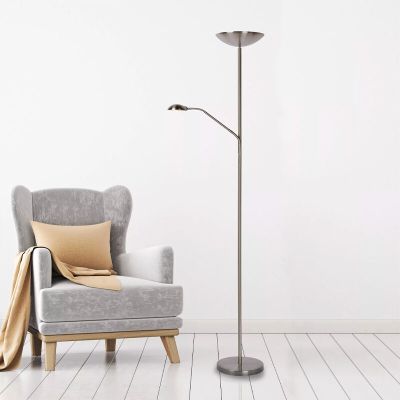Chrómová stojaca lampa na čítanie moderná, Zenith, 20 W, LED 3000 K
