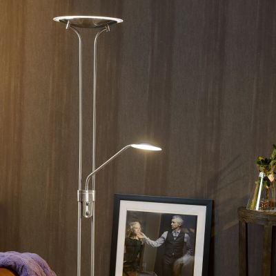 Chrómová stojaca lampa na čítanie moderná, Champion, 20 W, LED 3000 K, s vypínačom