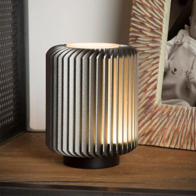 Sivá stolová lampa moderná, Turbin, 5 W, LED 3000 K, s vypínačom