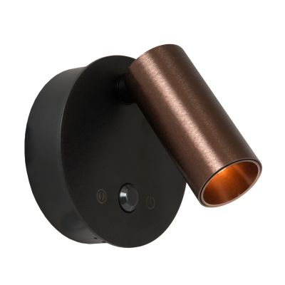 Hnedé nabíjateľné nástenné svietidlo moderné, Toni, 2 W, LED white switch, s dotykovým stmievačom