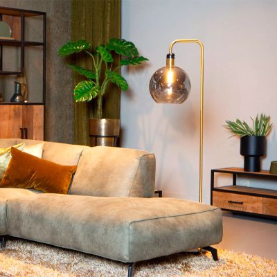 Sivá stojaca lampa vintage, Julius, s vypínačom