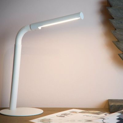 Biela lampa na písací stôl moderná, Gilly, 3 W, LED 2700 K, s vypínačom