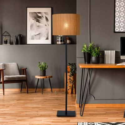 Ratanová stojaca lampa hnedá, Magius, s vypínačom