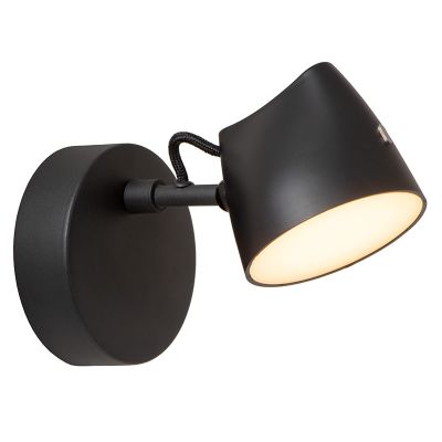 Čierne nástenné svietidlo rustikálne, Milne, 6 W, LED 2700 K, s dotykovým stmievačom