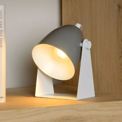 Sivá stolová lampa moderná, Chago, s vypínačom