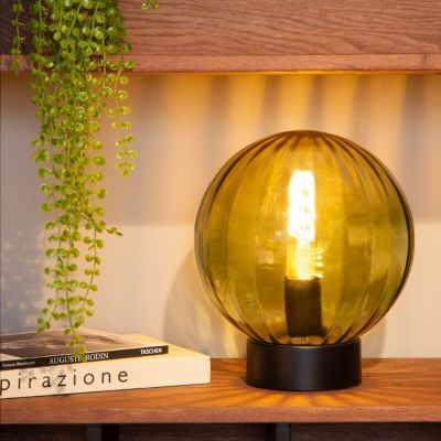 Zelená stolová lampa retro, Monsaraz, s vypínačom