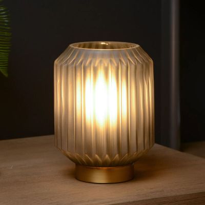 Sivá stolová lampa klasická, Sueno, s vypínačom