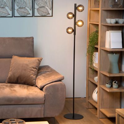 Čierna stojaca lampa retro, Tycho, s vypínačom