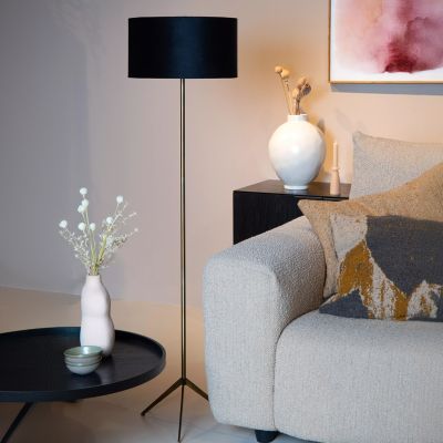 Čierna stojaca lampa moderná, Tondo, s vypínačom