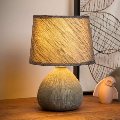 Keramická stolová lampa sivá, Ramzi, s vypínačom