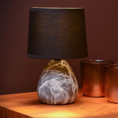 Keramická stolová lampa čierna, Marmo, s vypínačom