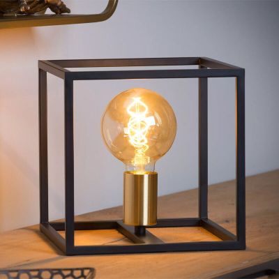 Čierna stolová lampa moderná, Ruben, s vypínačom