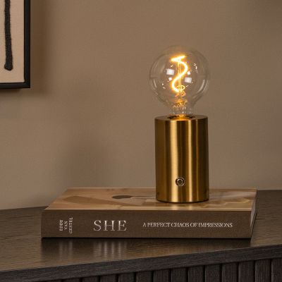 Mosadzná nabíjateľná stolová lampa moderná, Vivo, s dotykovým stmievačom