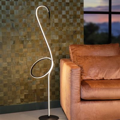 Čierna stojaca lampa moderná, Flamingo, 14 W, LED RGB, s diaľkovým ovládačom