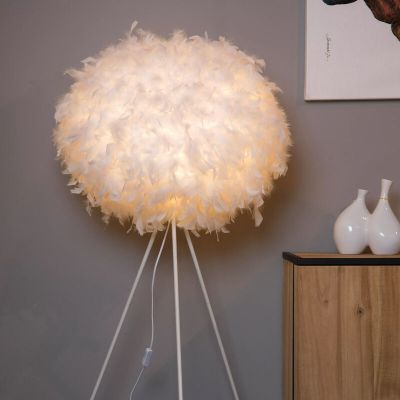 Biela stojaca lampa moderná, Goosy, s vypínačom