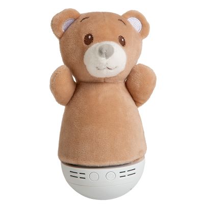 Hnedá stolná lampa do detskej izby moderná, Dolly, 3 W, LED RGB, s vypínačom