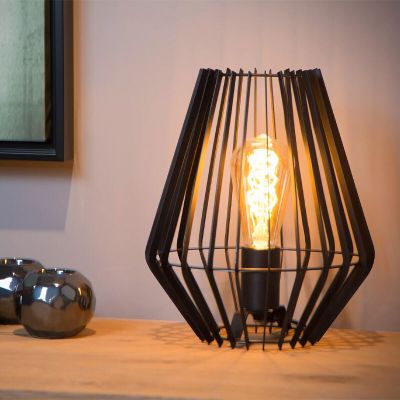Čierna stolová lampa moderná, Reda, s vypínačom