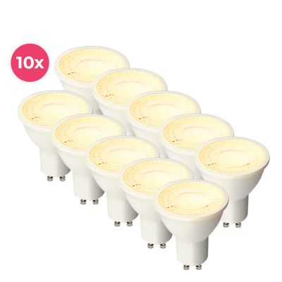 Balenie 10 stmievateľných bielych GU10 LED žiaroviek Antonie, 5W, teplá biela