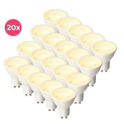 Balenie 20 stmievateľných bielych GU10 LED žiaroviek Antonie, 5W, teplá biela